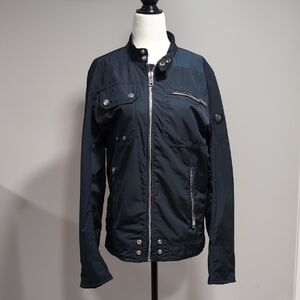 Teflon/Diesel Men's Navy Blue Nylon J-Ride  Motorcycle Jacket, Size M.